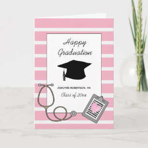 Roze afstudeerceremonie verpleegkundige school kaart