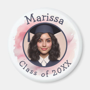 Roze Afstudeerder Fotoklasse Custom Jaar Naam Wate Magneet