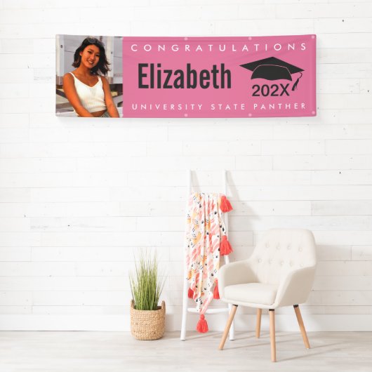 Roze afstuderen 1 foto modern vet eenvoudig minima spandoek (Insitu)