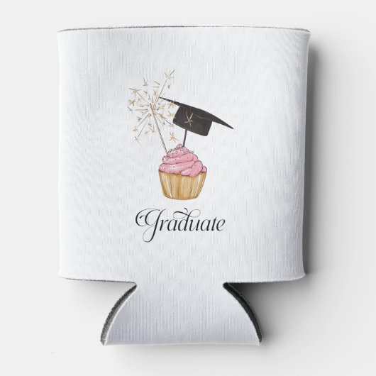 Roze Afstuderen Cupcake Afstuderen Blikjeskoeler (Voorkant)
