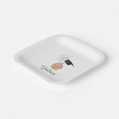 Roze Afstuderen Cupcake Afstuderen Papieren Bordje (Gebogen)