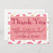 Roze Afstuderen Dank u Briefkaart (Voorkant / Achterkant)