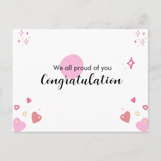 Roze Afstuderen Gefeliciteerd Kaart (Voorkant)