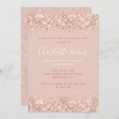 Roze Afstuderen Glitter Kaart (Voorkant / Achterkant)