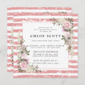 Roze Afstuderen met roze pink en strepe Kaart (Voorkant / Achterkant)