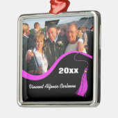 roze Afstuderen Metalen Ornament (Links)