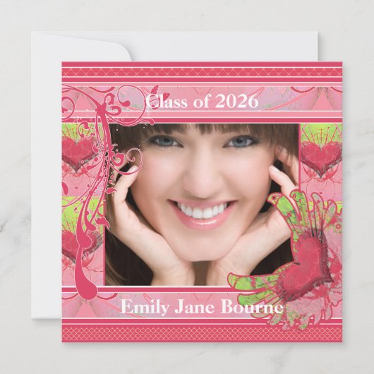 Roze Afstuderen van het hart van de Afbeelding van Aankondiging (Voorkant)