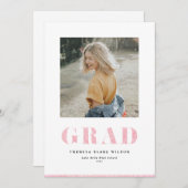 Roze Afstuderen voor AFSTUDEERDER met gebold Aankondiging (Voorkant / Achterkant)