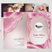 Roze agaat faux folie service menu brochure (Voorkant / Achterkant)