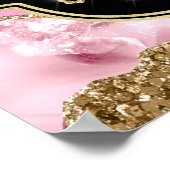 Roze Agate Geode Slices en Gold Glitter Birthday Poster (Hoek)