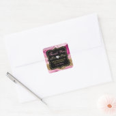 Roze Agate Geode Slicks & Gold Small Business Vierkante Sticker (Envelop)