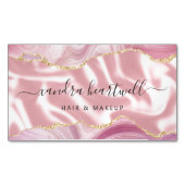 Roze Agate Gold Glitter Luxury Magnetisch Visitekaartje (Voorkant)