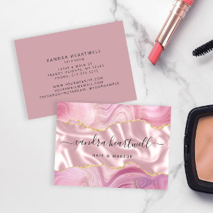 Roze Agate Goud Glitter Luxe Visitekaartje