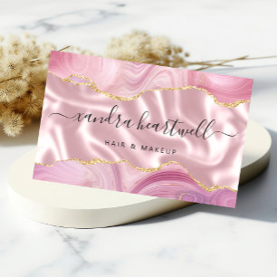 Roze Agate Goud Glitter Luxe Visitekaartjes
