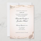 Roze Agate Gouden Glitter Script Bruiloft Kaart (Voorkant)