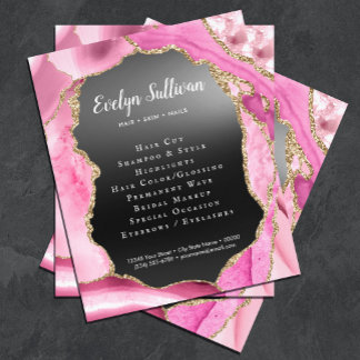 Roze Agate Zwarte Folie Flyer