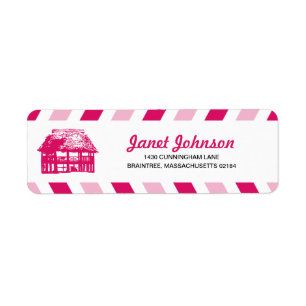 Roze Airmail Beach Hut RETOUR ADRES Mailing Etiket