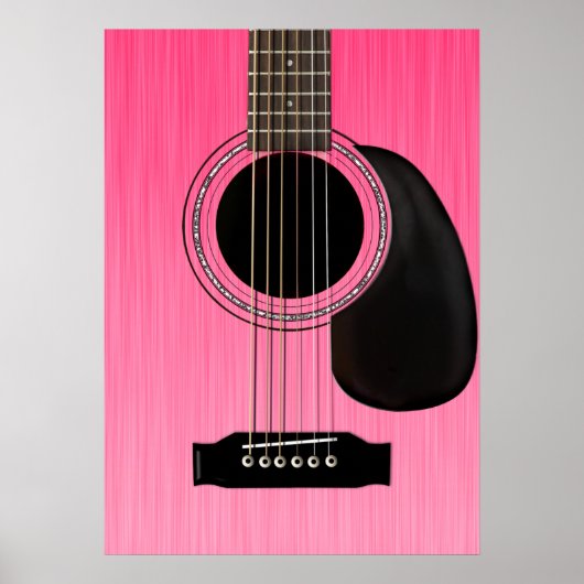 Roze akoestische gitaar poster (Voorkant)