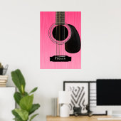 Roze akoestische gitaar poster (Thuiskantoor)