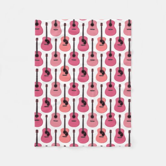 Roze, akoestische gitaarpatronen fleece deken (Voorkant)
