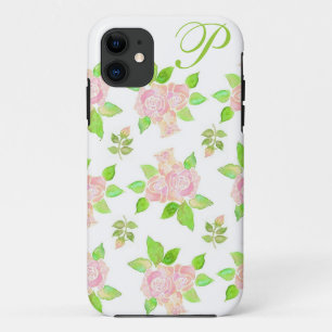  roze Albertine Rozen Patroon op wit iPhone 11 Hoesje