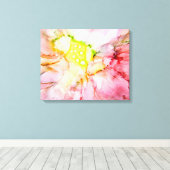 Roze alcoholinkt Abstracte ventilator Canvas Afdruk (Insitu (Houten vloer))