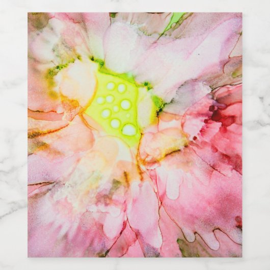 Roze alcoholinkt Abstracte ventilator Wijn Etiket (Enkel label)