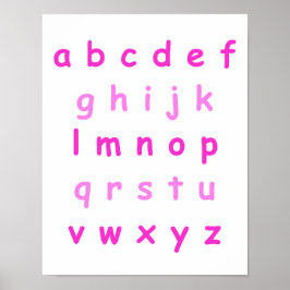 Roze alfabet kleine letters Leraar Kinder kamer Poster