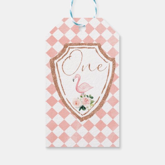 Roze Alice in Onederland 1ste verjaardag Cadeaulabel (Achterkant)