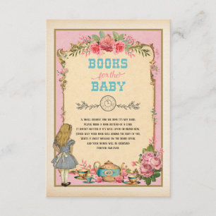 Roze Alice in Wonderland Boeken voor Baby Informatiekaartje