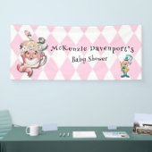 Roze Alice in Wonderland en Vrienden Baby shower Spandoek (Beurs)