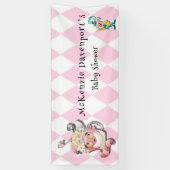 Roze Alice in Wonderland en Vrienden Baby shower Spandoek (Verticaal)
