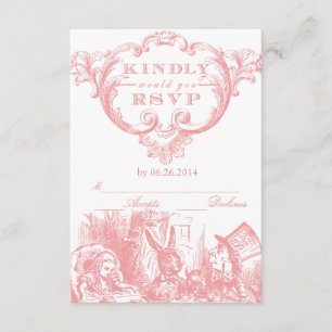 Roze  Alice in Wonderland RSVP-kaarten RSVP Kaartje