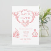 Roze Alice in Wonderland Save the Date (Staand voorkant)