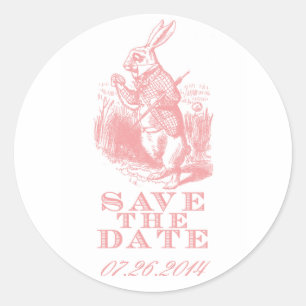 Roze Alice in Wonderland Save the Date Stickers