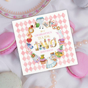 Roze Alice in Wonderland Theekransje voor Twee Ver Servet