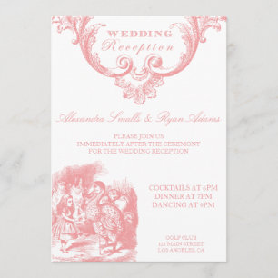Roze Alice in Wonderland Trouwreceptiekaart Kaart