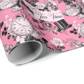 Roze  Alice Teatime Cadeaupapier (Rol Hoek)