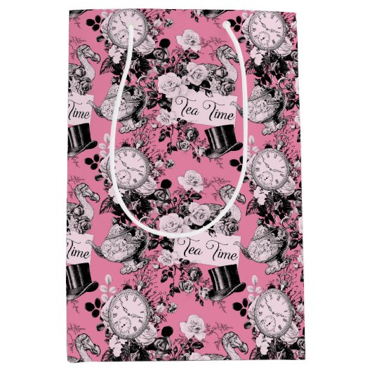 Roze  Alice Teatime Medium Cadeauzakje (Voorkant)