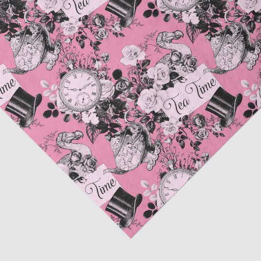 Roze Alice Teatime Tissuepapier (Detail)