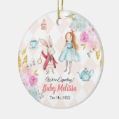 Roze Alice We verwachten ouders Keramisch Ornament (Links)