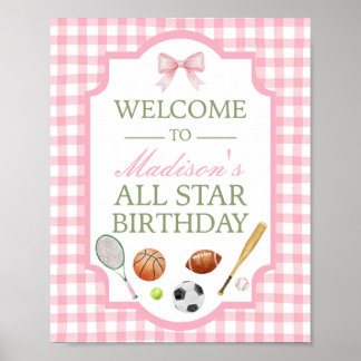 Roze All Star Sportfeest Welkom Bord Poster