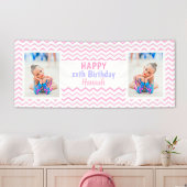Roze alle leeftijdsmeisjes Foto Girly Birthday Par Spandoek