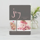 Roze Allerzoetste Freugde Schattig Baby Eerste Ker Feestdagenkaart (Staand voorkant)