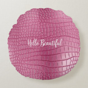Roze Alligator Dierenprint Rond Kussen