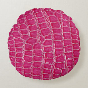 Roze Alligator Patroon Textuur Rond Kussen