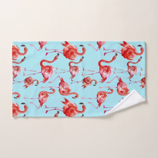 Roze Aloha Flamingo Bird Pattern op Blauwgroen Bad Handdoek (Handdoek)
