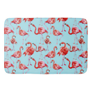 Roze Aloha Flamingo Bird Pattern op Blauwgroen Badmat