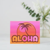 Roze Aloha Palm Briefkaart (Staand voorkant)