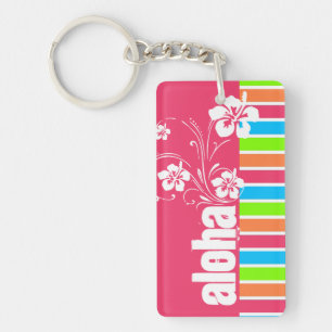 Roze Aloha; Retro Neon Rainbow Sleutelhanger